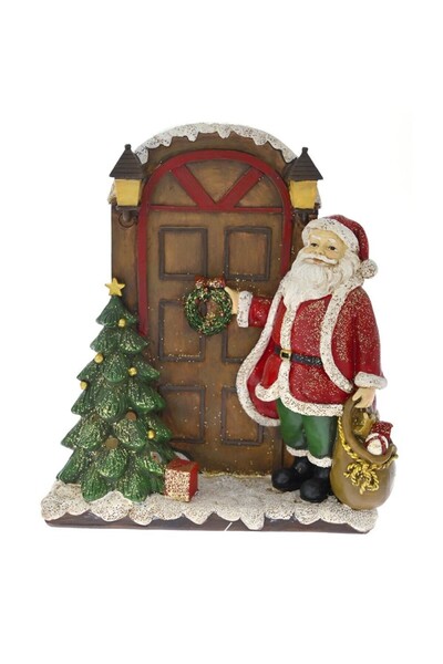 Iliadis Alexandros Figurină Moș Crăciun bate la ușă 18 cm x 7 cm x 20 cm