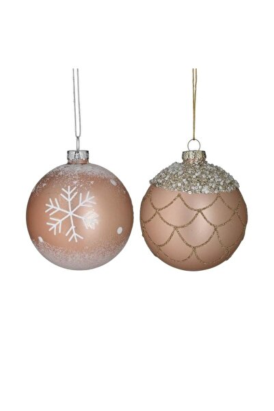 inart Set 6 globuri din sticla Pink Golden 8 cm
