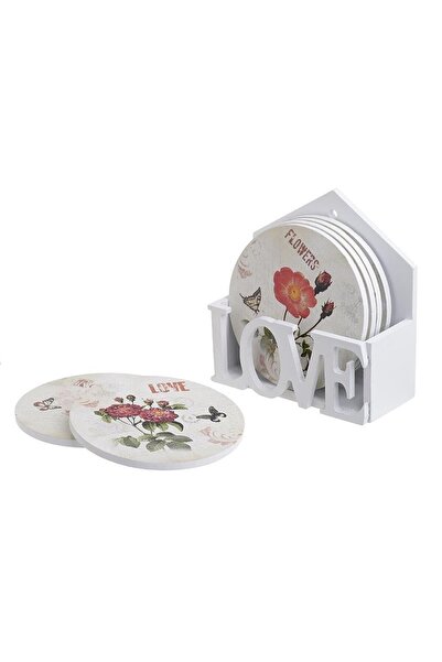 inart Set 6 suporturi de pahar + carcasa LOVE