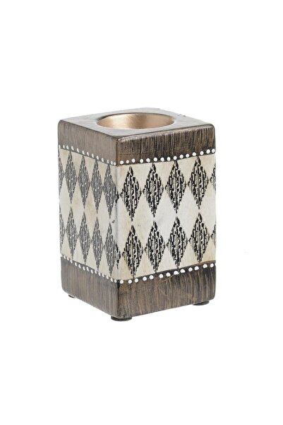 inart Ceramic candle holder Brown 7 x 11 cm