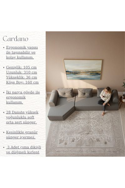 BRANNA HOME Cardano Tamamen Sünger Köşe Koltuk – Lüks Yumuşak Oturum Modern L...