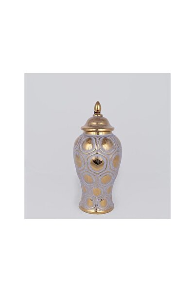 Romantic Home Vaza din ceramica Grey Gold 40 cm