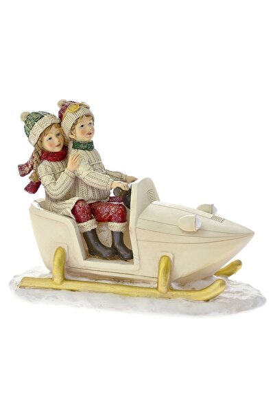 Iliadis Alexandros Figurină din rasă Copii pe snowmobil 18 cm x 14 cm