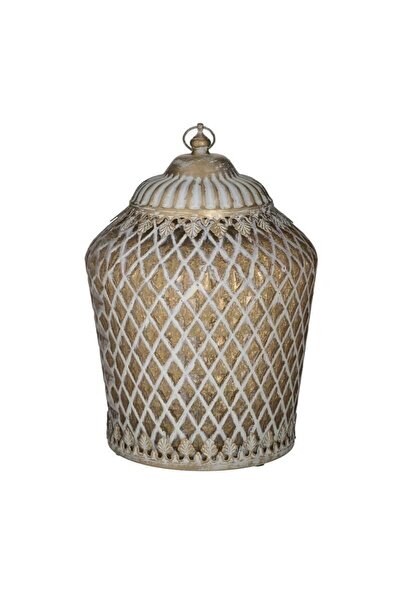 inart Antique Gold LED Glass Lantern 16 cm x 22 cm