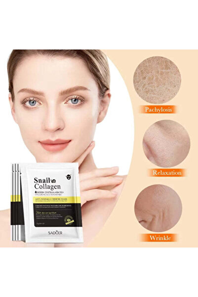 SADOER Set of 5 Moisturizing Facial Masks with Anti-Wrinkle Effect with Snail Extract and Collagen, 25ml