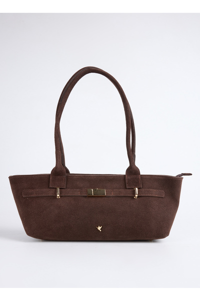 Fabrika Deri Kahve Kadın Omuz Çantası AVY-BAIRD