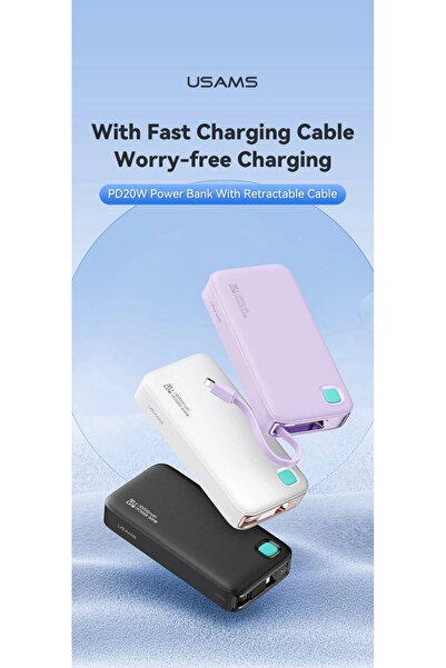 Usams Portable charger with three charging ports and 20W fast charging