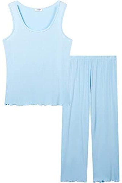 OEM Set de pijamale lungi și tricou fără mâneci Joyaria pentru femei, din bambus moale