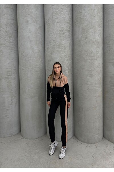 ANATOLIATEKSTILE Women's tracksuit with colorful inserts – Hooded and sports pants