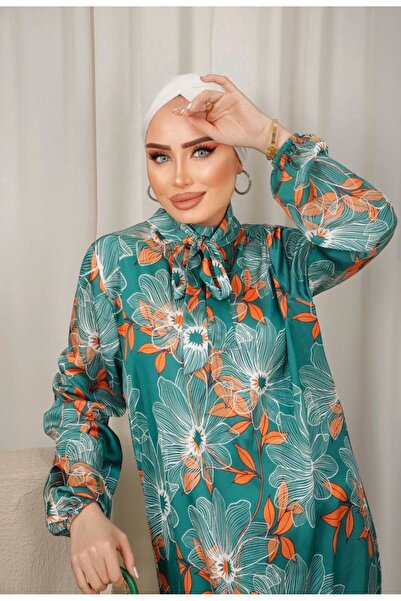 MODA Women's Silk Satin Patterned Dress