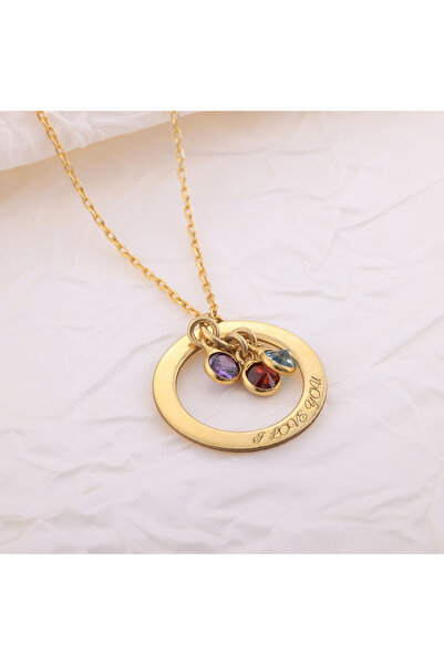 Craftique 925 Ayar Gümüş Kişiye Özel İsim Yazılabilir Doğum Taşı Kolye