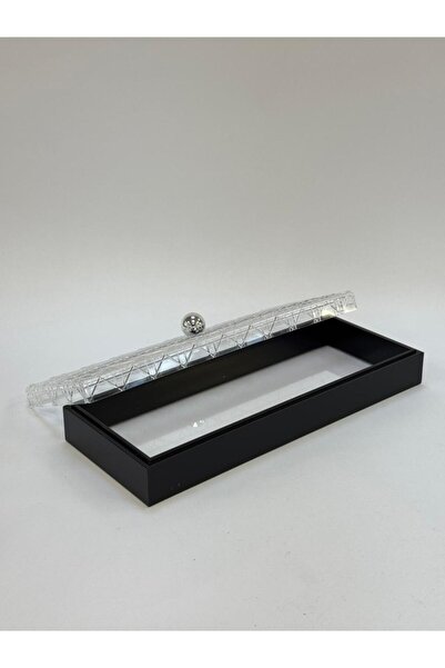 Living صينية أكريليك مستطيلة سوداء*شفافة _ 40×16×8 سم