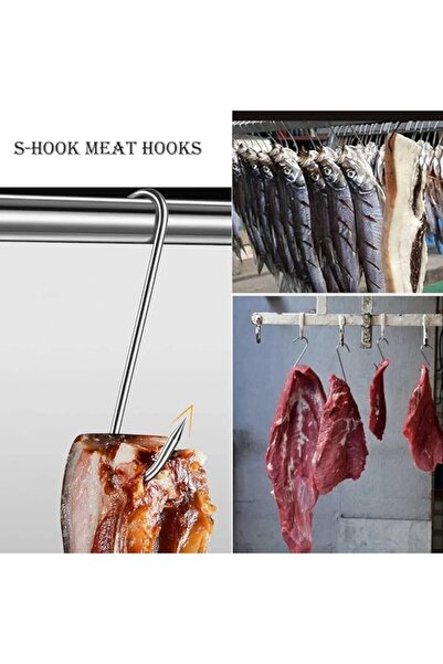 EBA Set 20 carlige din inox pentru macelarie sau afumatoare carne, eBA®, pentru suspendat carnea, pentr