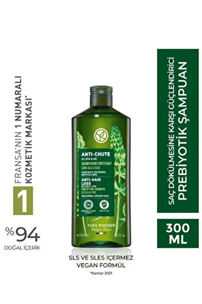 Yves Rocher Saç Dökülmesine Karşı Güçlendirici Prebiyotik Şampuan 300 ml Canlandırıcı Hacim Vegan Bakım