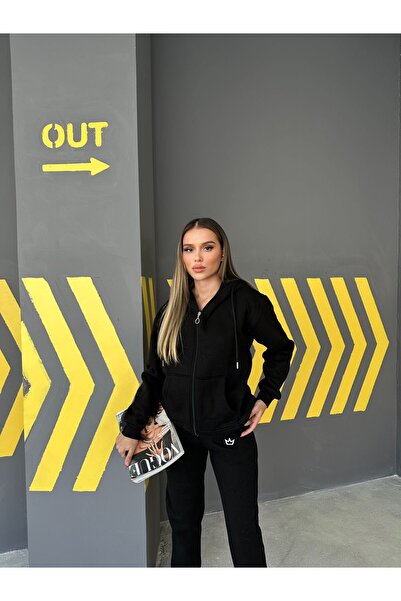 ANATOLIATEKSTILE 👑 Women's cotton tracksuit - Hooded & sweatpants with embroidered logo 👟