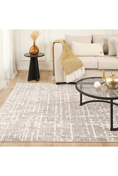 Kaşmir Halı 7/24 İskandinav Sten Gri Salon Mutfak Halısı Yolluk