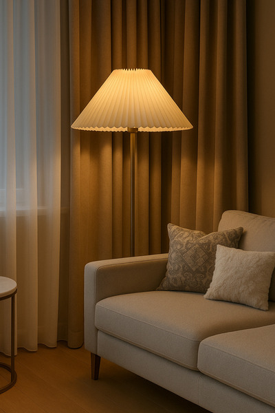 Vinner Plus Lucent Krem Kırma Şapkalı Lambader – Metal Gövde, Modern Salon ve Oturma Odası Lambader