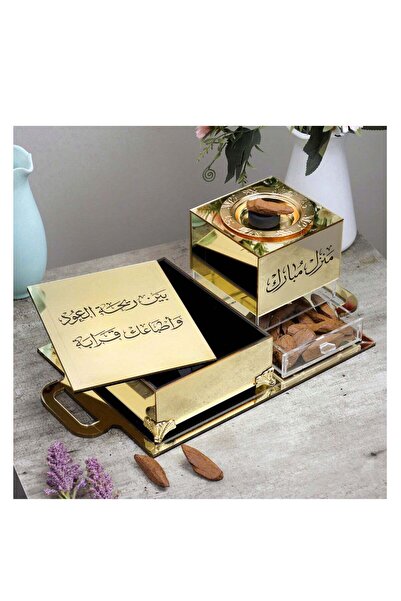 Story of candle مبخرة مع صندوق لحفظ البخور وللتخزين وصينية تحملهما ,المبخرة ب...