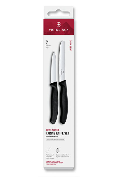 Victorinox Set of 2 Swiss Classic Kitchen Knives 6.7113.2, Blade 8 and 11 cm, Black