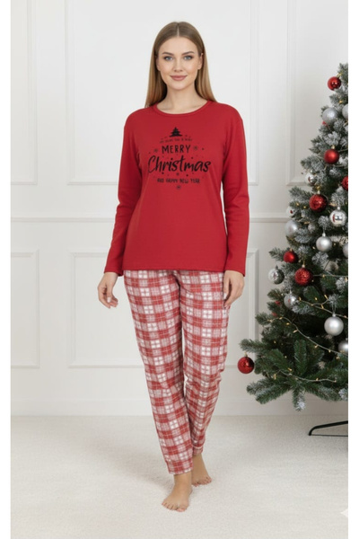 embody Christmas pyjamas, blouse and long trousers, red 16398