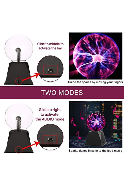 genernic Gresus 5-inch Magic Plasma Ball Lamp - Interactive Touch & Sound Sensitive, USB-Powered, Black