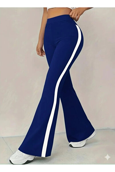 Butik Women's High Waist Spanish Long Leggings with Side Stripe Detail Diving Leggings Pants