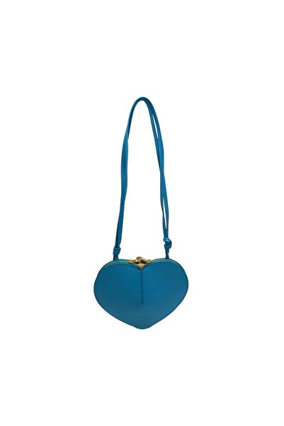 EVoStyle Women's Genuine Leather Handbag Élise Heart 622, 18 x 21 x 2.5 cm, Turquoise Color
