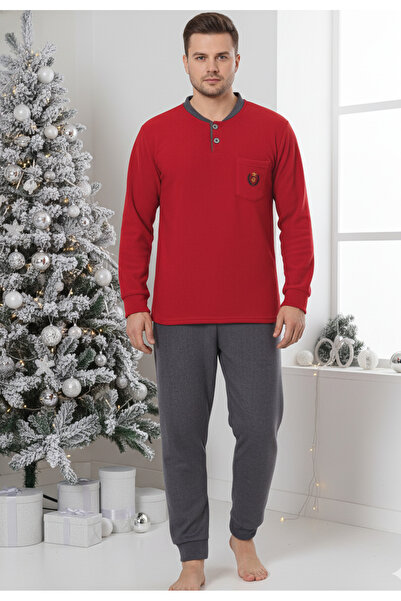 embody Men's cocolino polar pyjamas, fine, delicate and soft material, burgun...