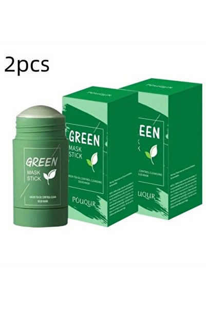 POUQUR Green tea cleansing mask stick, alcohol-free, suitable for all skin types (2-pack)