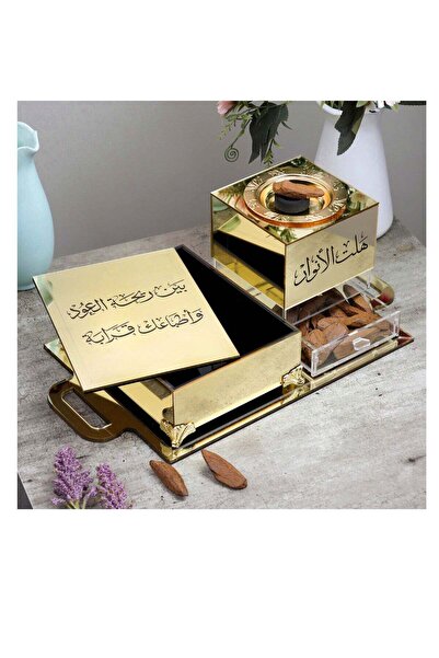 Story of candle مبخرة مع صندوق لحفظ البخور وللتخزين وصينية تحملهما ,المبخرة ب...