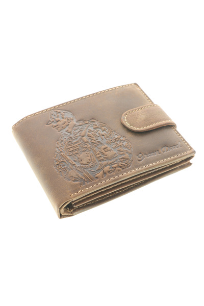 GiftExpress Army wallet, brown genuine leather