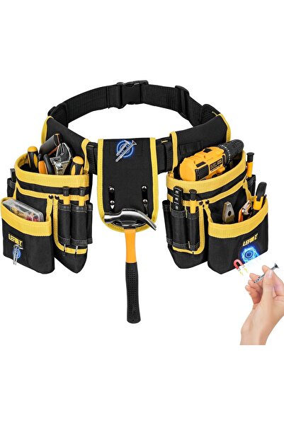 genernic حزام أدوات مغناطيسي مبطن من LEFOR·Z مزود بـ 27 جيبًا، قابل للفصل وال...