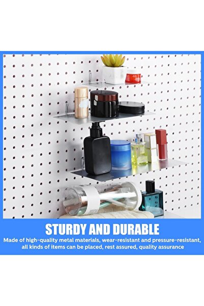 genernic Fenros 4-Piece Pegboard Wall Shelves (Silver, Mixed Sizes)