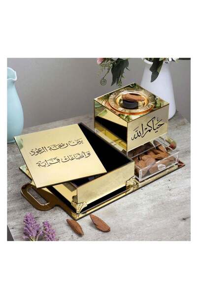 Story of candle مبخرة مع صندوق لحفظ البخور وللتخزين وصينية تحملهما ,المبخرة ب...