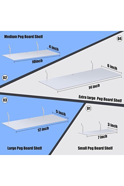 genernic Fenros 4-Piece Pegboard Wall Shelves (Silver, Mixed Sizes)