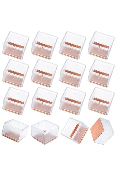 WCIC Set of 16 chair leg protectors, WCIC, silicone with felt, 37-42mm, transparent, floor protection