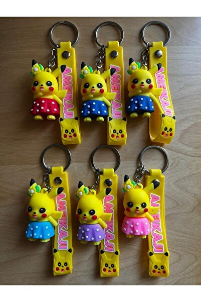 ŞEN AKSESUAR Colorful Cute Small Size Pikachu 3D Keychain