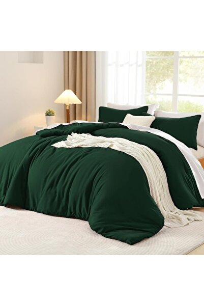 Luofanfei bedding set, Renforce cotton, 4 pieces, 135x200 cm, Dark green