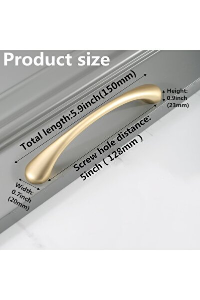 Vadania SYZOW Furniture Handles Set, 6 pcs, 128 mm Hole Distance, Zinc Alloy, Silver