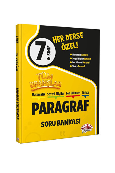 Editör Yayınevi 7. Sınıf Tüm Branşlar Paragraf Soru Bankası-Her Derse Özel-YE...