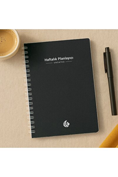 Copyder Agenda săptămânală lunară fără termen limitat, caiet A5 cu spirală, cu urmărirea obiceiului, negru pastel