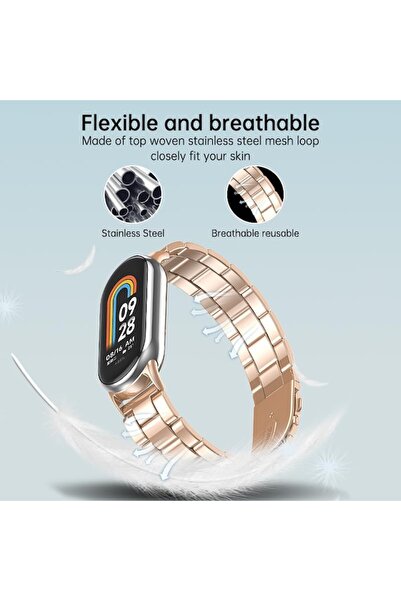 BANGTING Metal Bracelet, Stainless Steel, Adjustable, Rose Gold, Set with 2 Screen Protectors