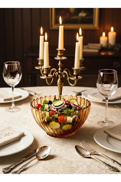 AYZ HOME Amber Color Cut Crystal Multi-Purpose Bowl |   Fruit Bowl & Decorative Object