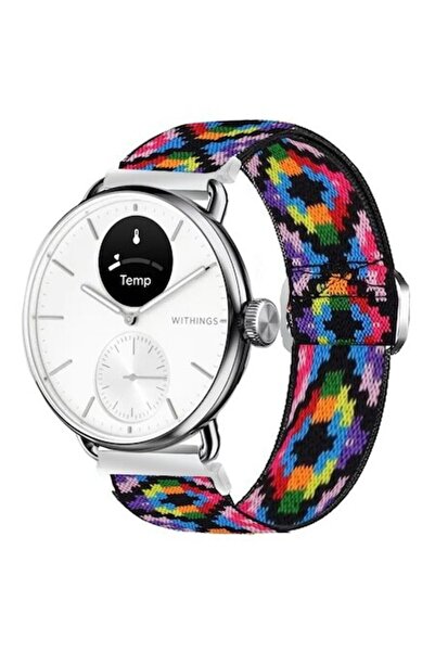 Blueshaweu Adjustable Elastic Textile Watch Strap, Compatible Withings ScanWatch 2 (38/42mm) -