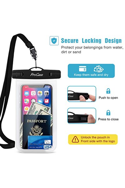 PROCASE Floating Waterproof Phone Pouch Up to 7" - Black