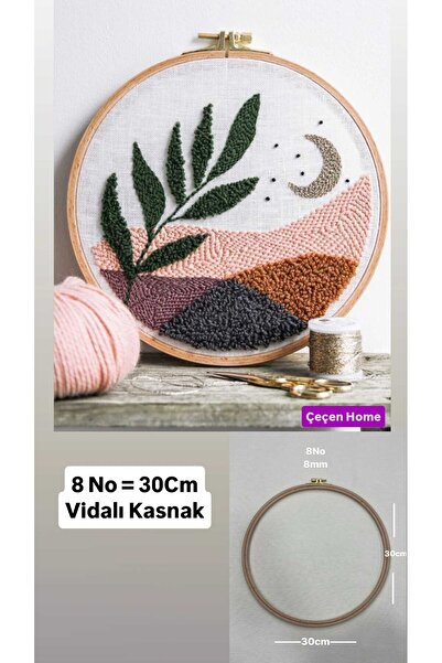 ÇEÇEN HOME 8 бр. 30 см дървен обръч с винт, кръгъл обръч за бродерия, обръч з...