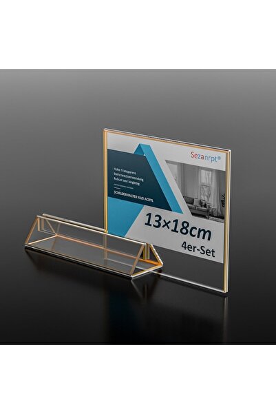 DEECOZY Acrylic Stand Photo Frame/Menu, Sezanrpt, Gold, 13x18 cm, 4 Pieces