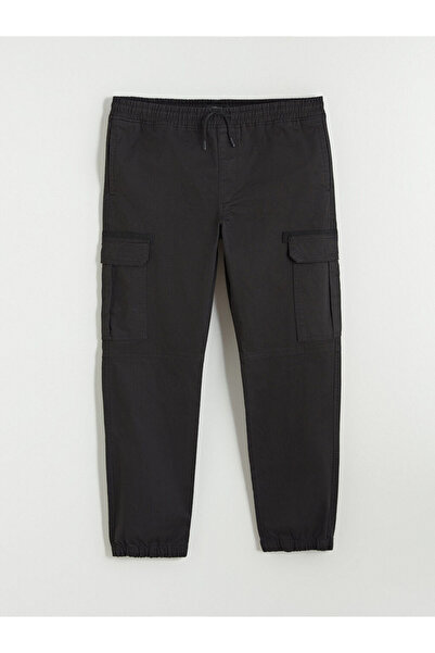 LC Waikiki Black Standard Fit Men's Trousers with Elastic Waist