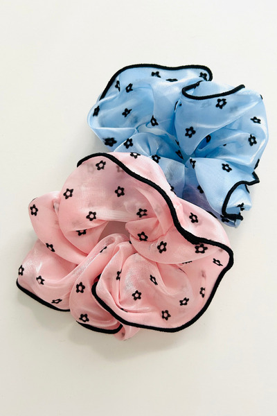 Tupek Store Set de 2 catarame din material textil cu model de flori violet