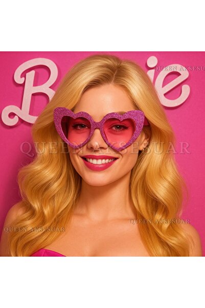 QUEEN AKSESUAR نظارات على شكل قلب وردية لامعة للحفلات والتصوير الفوتوغرافي وحفلات العزوبية ووصيفات العروس والنساء والأطفال